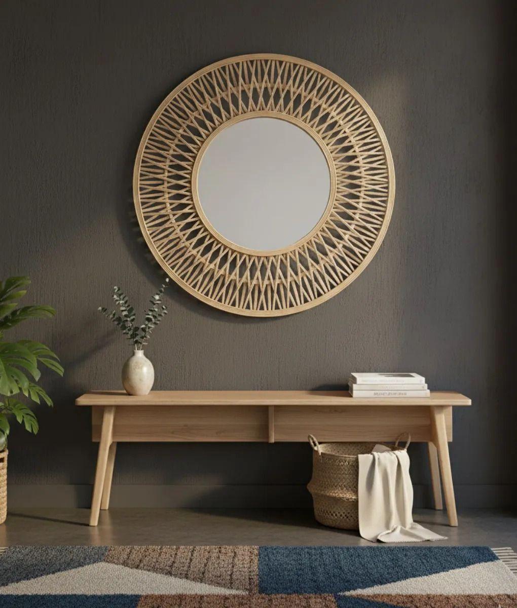 Espejo Decorativo Pared Estilo Bohemio Artesanal Jhn-9