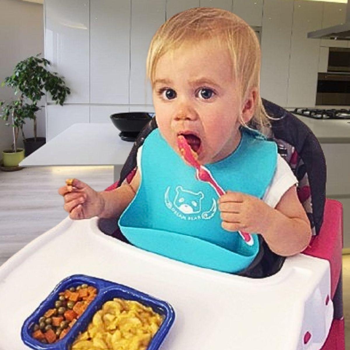 Set 4 Baberos Impermeables Silicona Antiderrame Bebes Lau-2