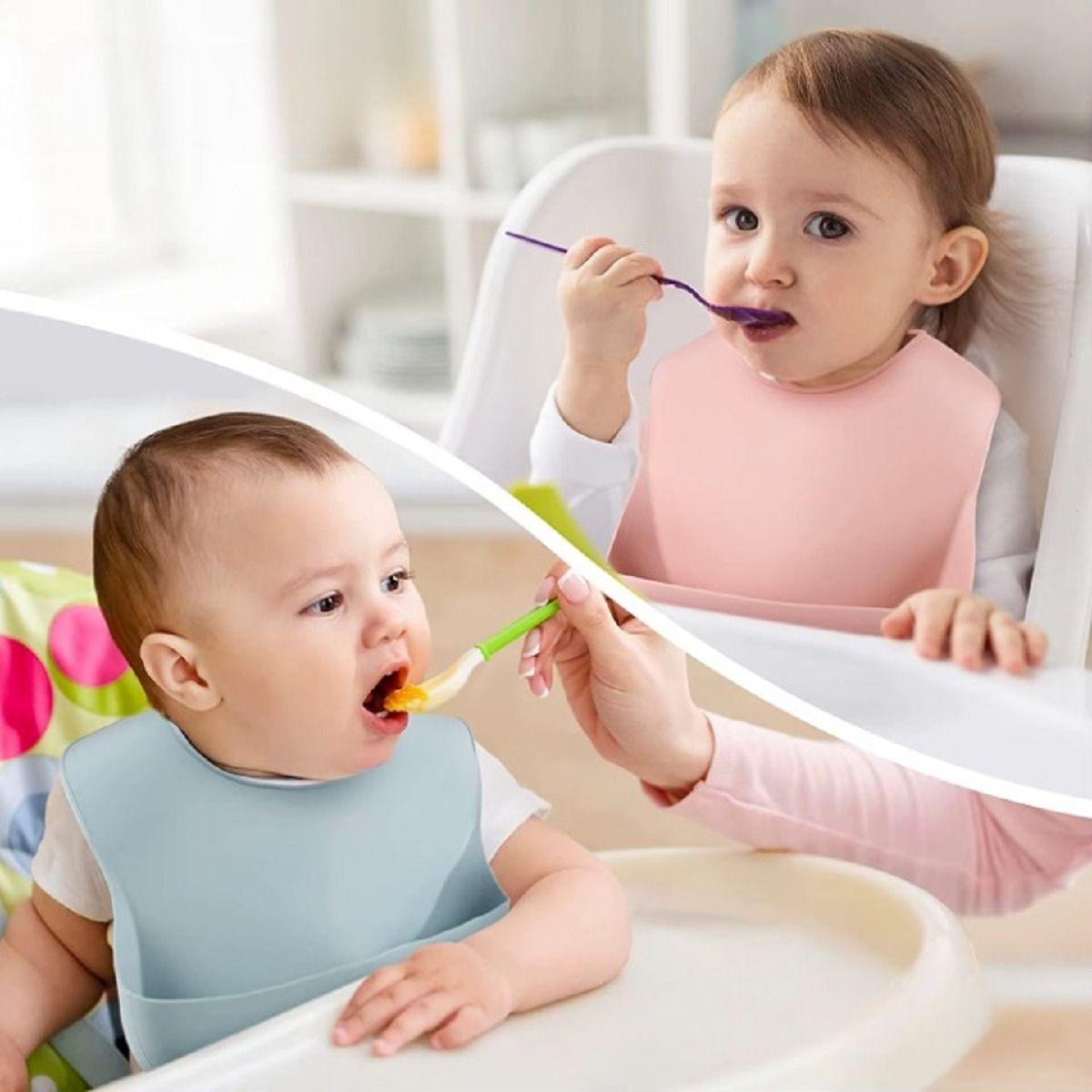 Set 4 Baberos Impermeables Silicona Antiderrame Bebes Lau-5