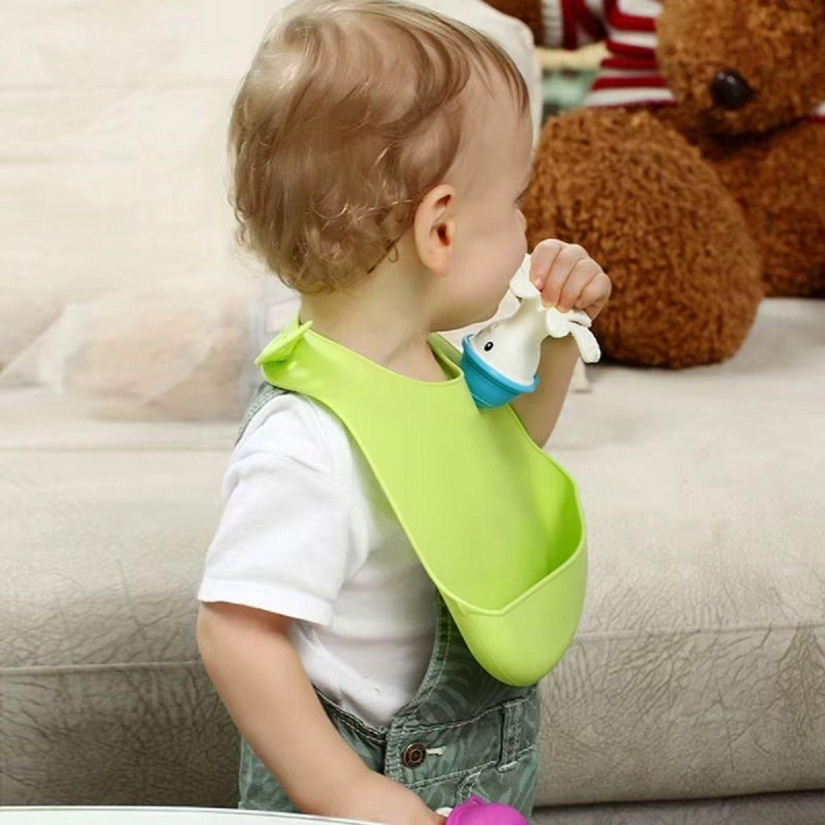 Set 4 Baberos Impermeables Silicona Antiderrame Bebes Lau-7