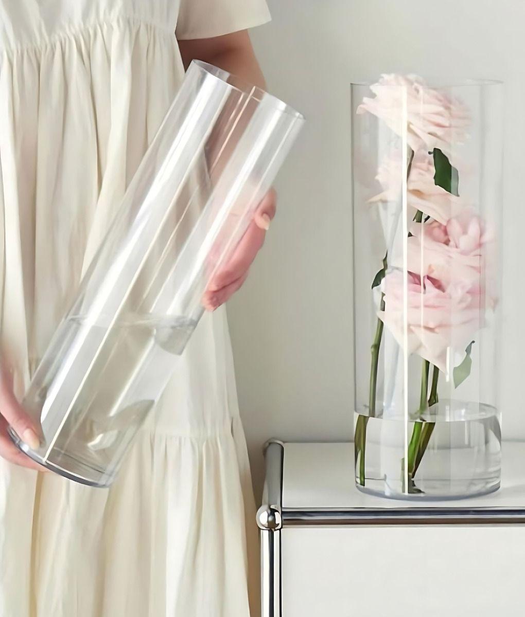 Florero Tubular Cilíndrico Decorativo Alto Flores Hogar Jhn-2
