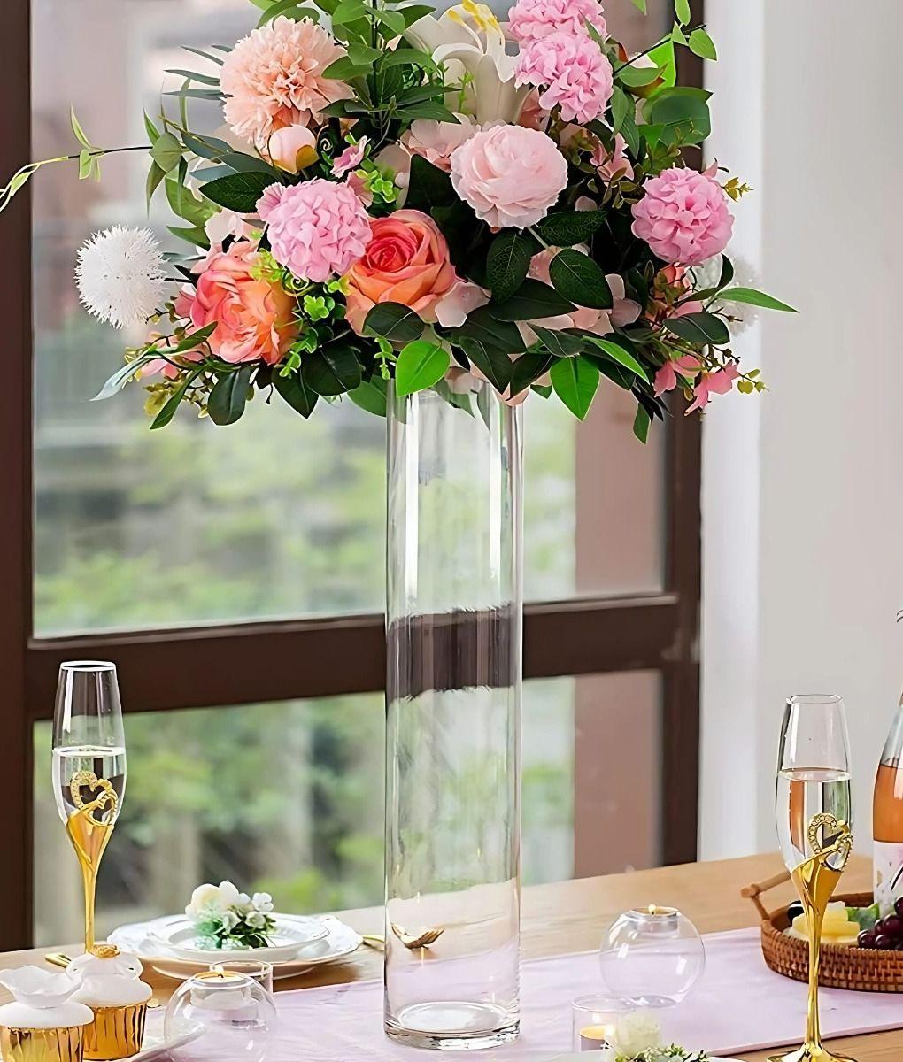 Florero Tubular Cilíndrico Decorativo Alto Flores Hogar Jhn-8