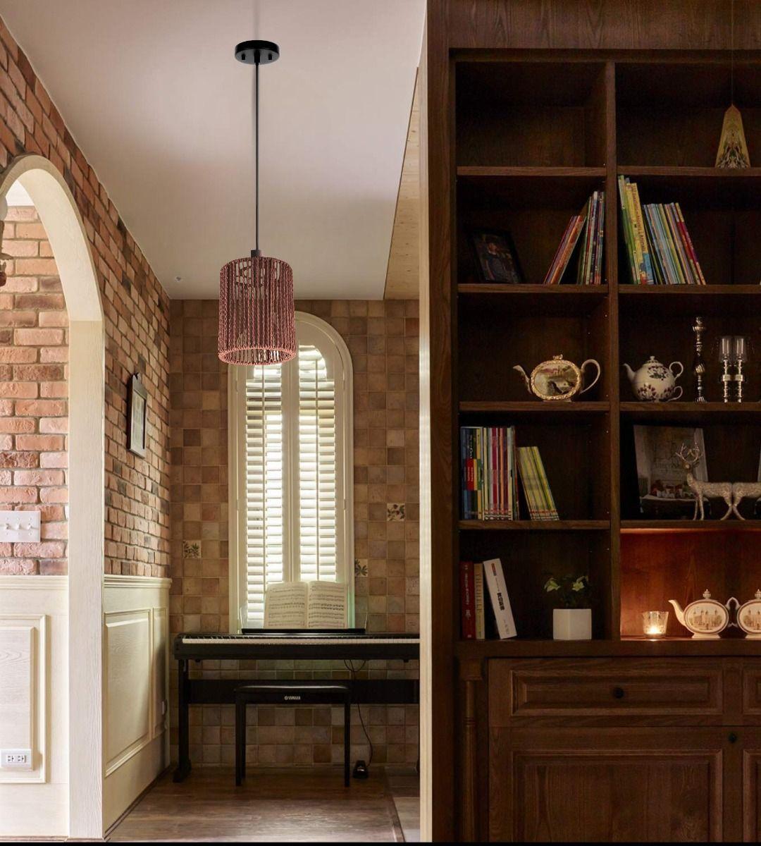 Lámpara Colgante Natural Bohemia Tejida Decorativa Jhn-8