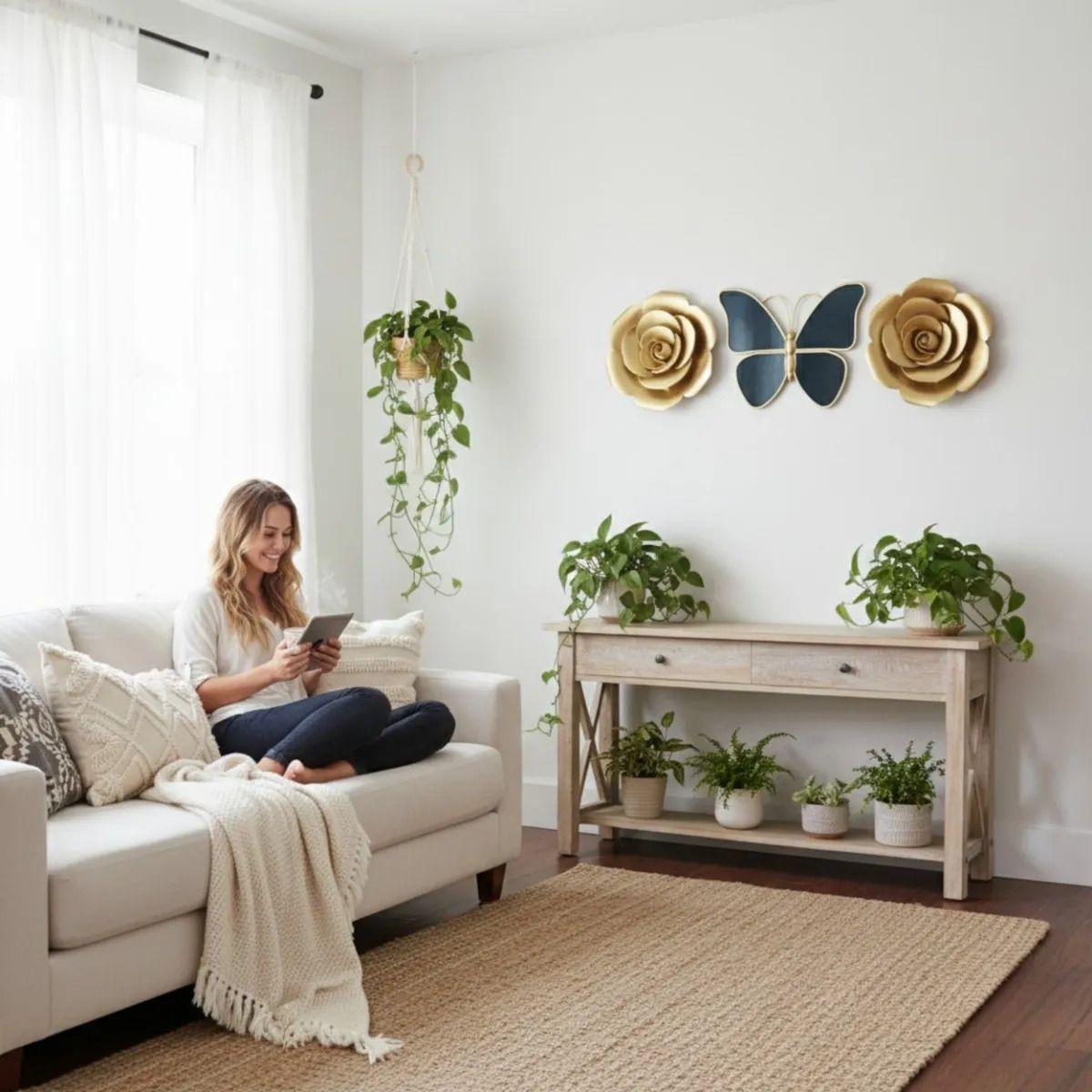 Set Decoración Pared 3 Piezas Estilo Minimalista Floral Jhn-3