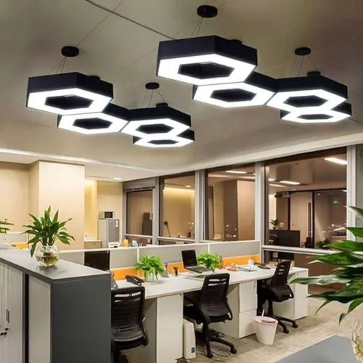 Lampara Colgante Hexagonal LED Minimalista Hogar Sala Lau-6