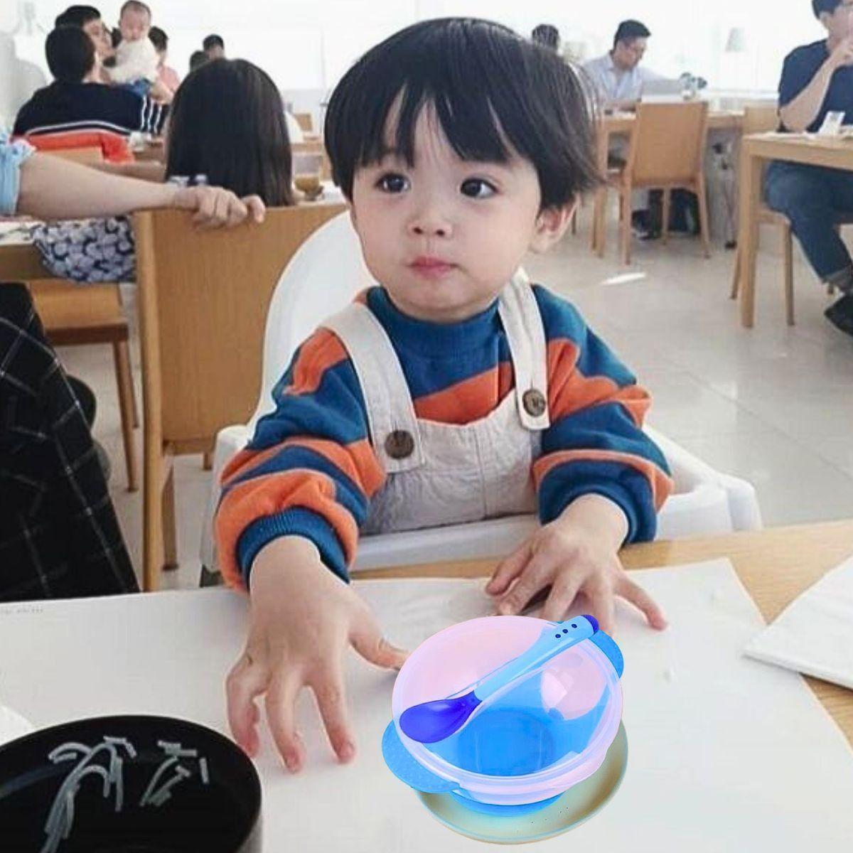 Set 6 Platos Tazon + Cuchara Temperatura Comida Bebes Lau-6