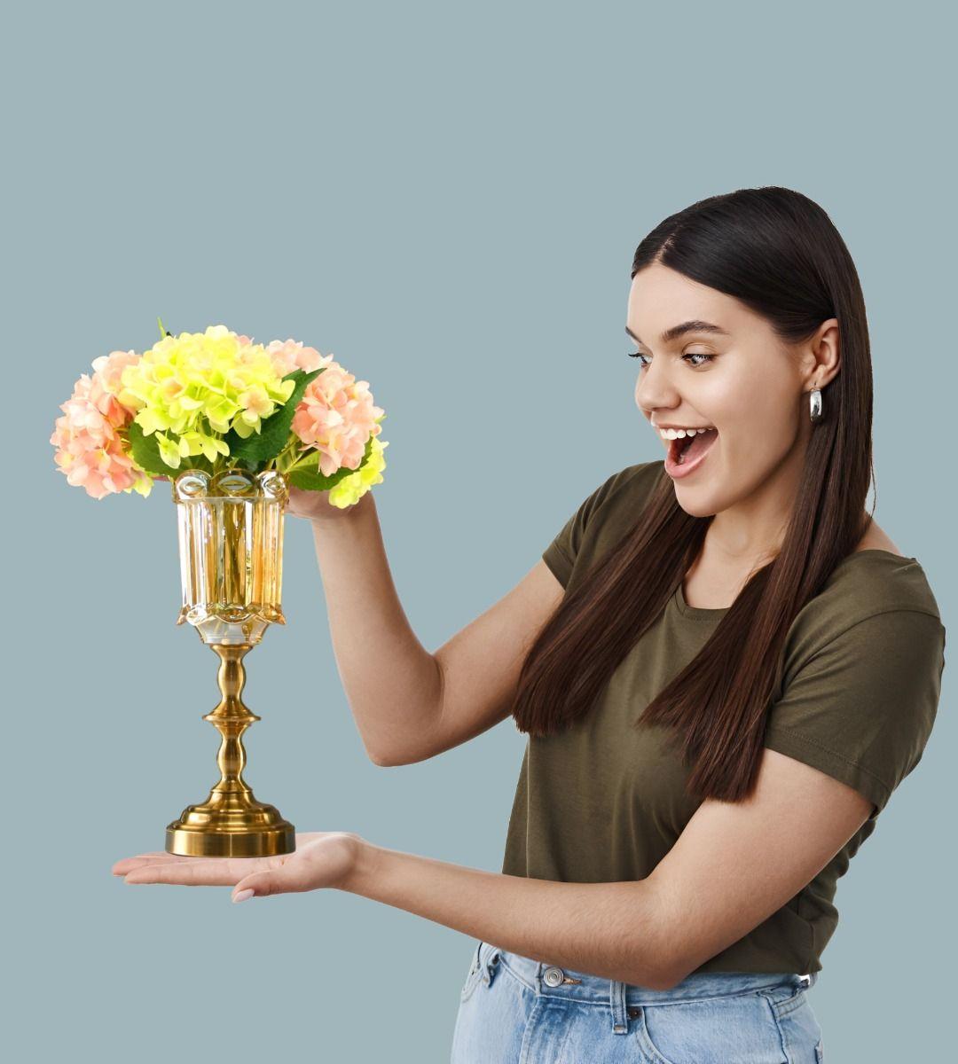 Jarrón Cristal Florero Base Adorno Decorativos 36 cm Jhn-1