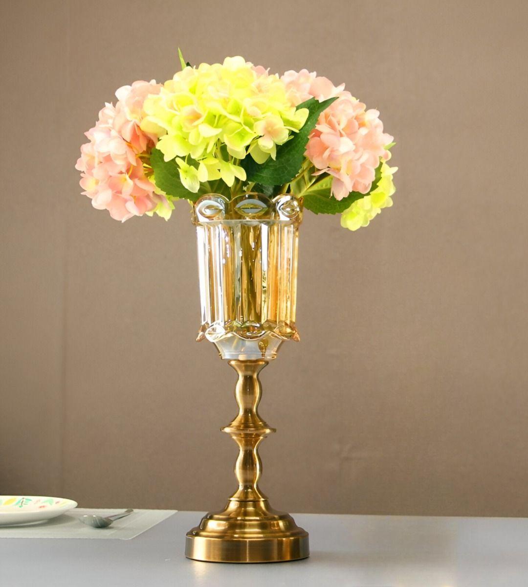 Jarrón Cristal Florero Base Adorno Decorativos 36 cm Jhn-2