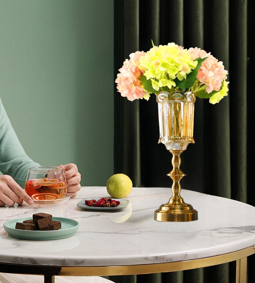 Jarrón Cristal Florero Base Adorno Decorativos 36 cm Jhn-3