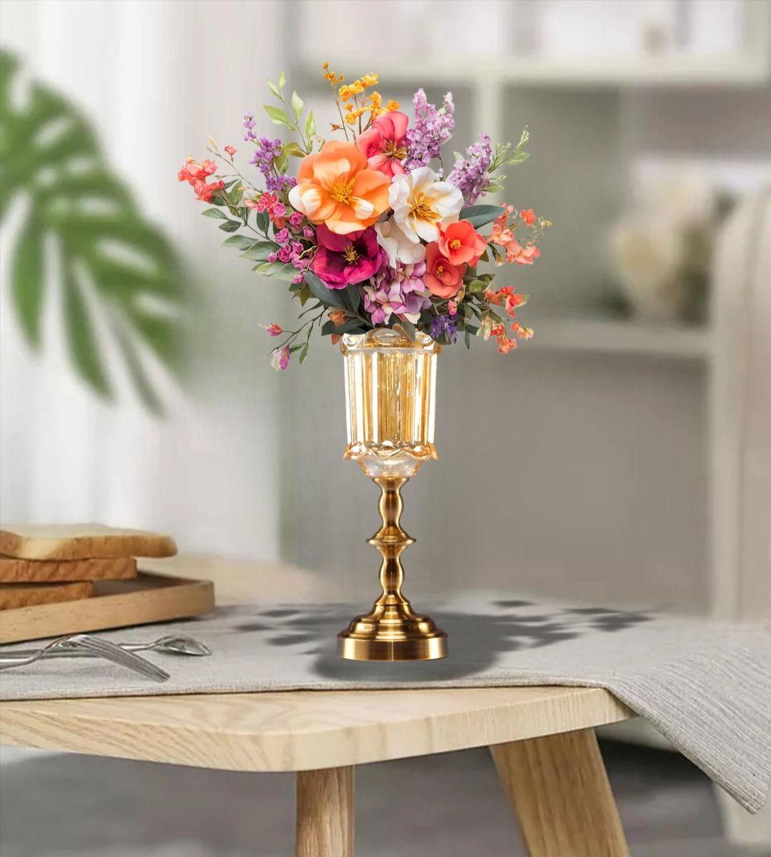 Jarrón Cristal Florero Base Adorno Decorativos 36 cm Jhn-4