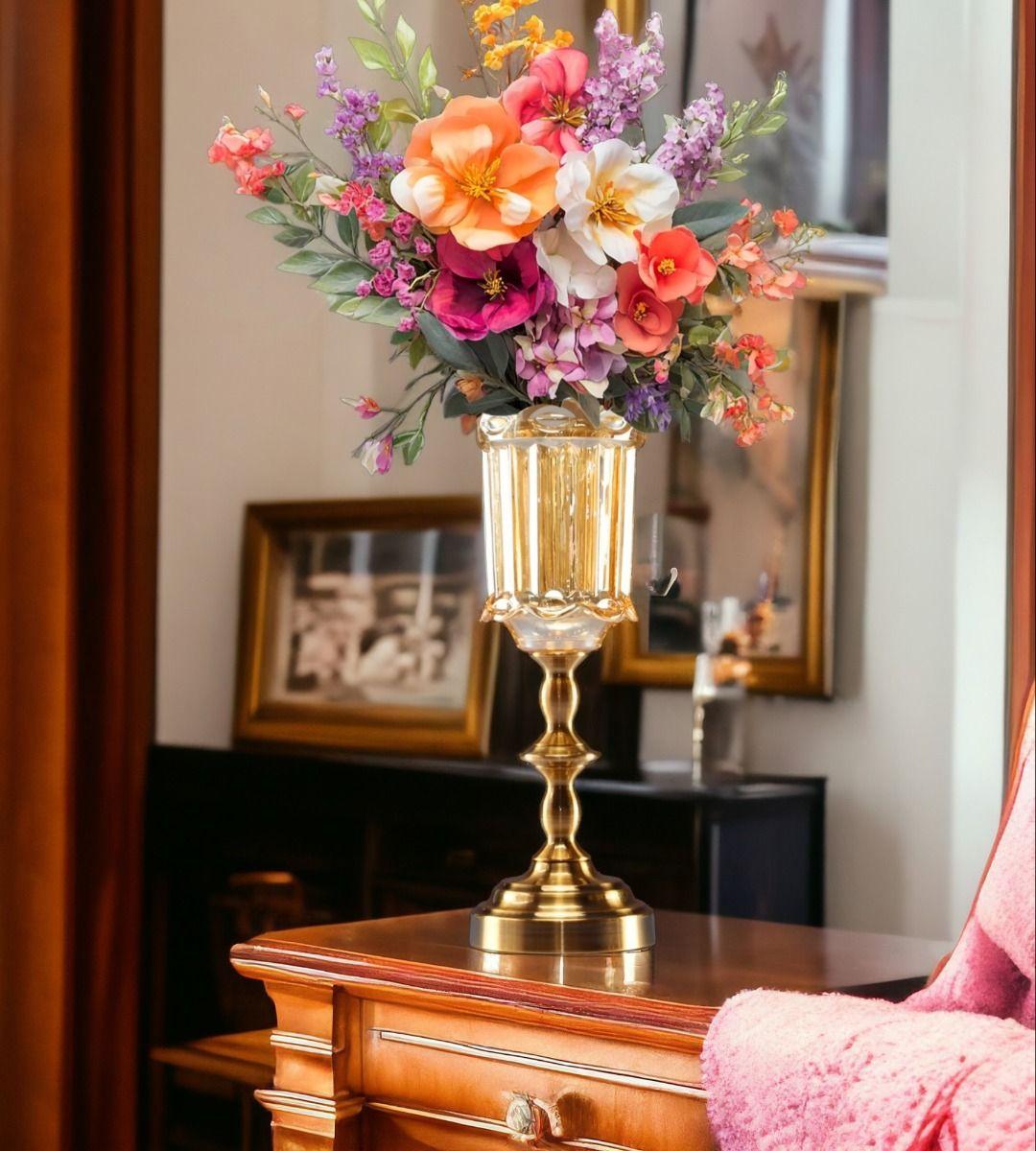 Jarrón Cristal Florero Base Adorno Decorativos 36 cm Jhn-6