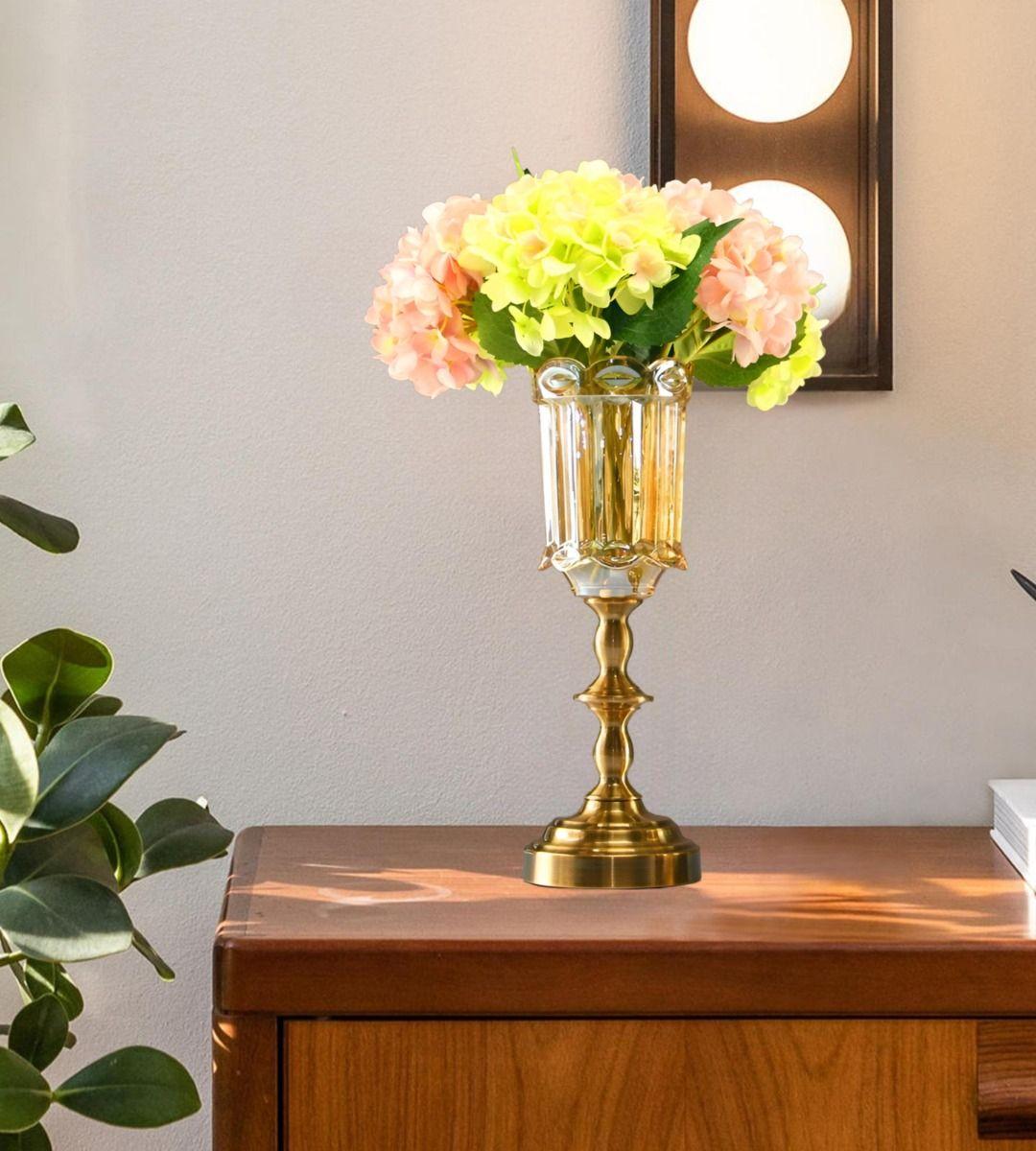 Jarrón Cristal Florero Base Adorno Decorativos 36 cm Jhn-7