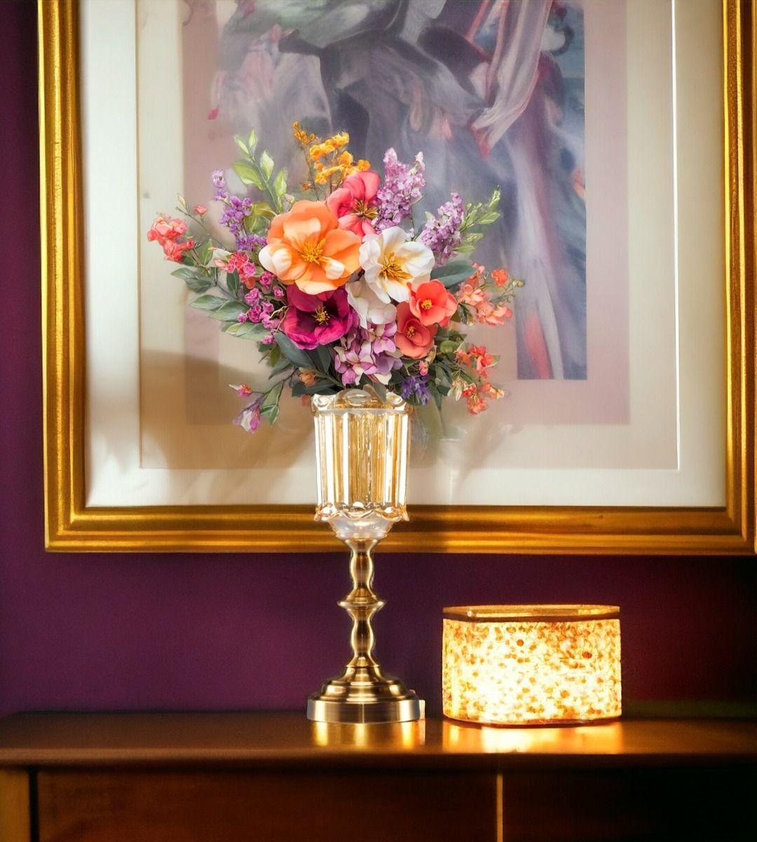 Jarrón Cristal Florero Base Adorno Decorativos 36 cm Jhn-8