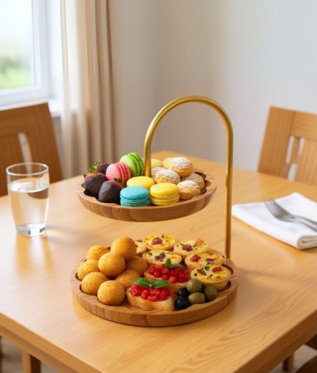 Bandeja Decorativa Multifuncional Soporte Dos Niveles Jhn-6