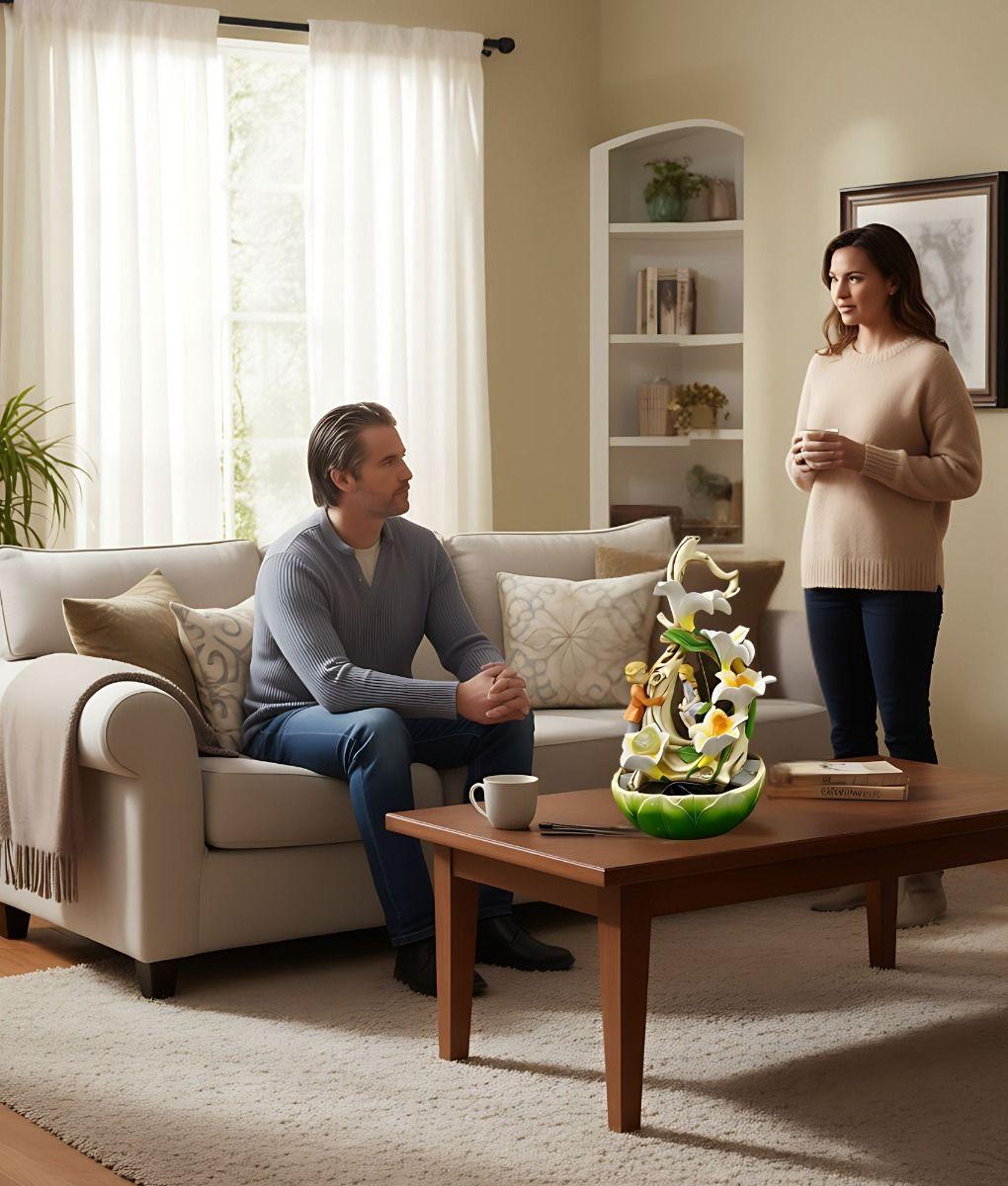 Fuente Agua Decorativa Sobremesa Flores Tulipanes Jhn-2