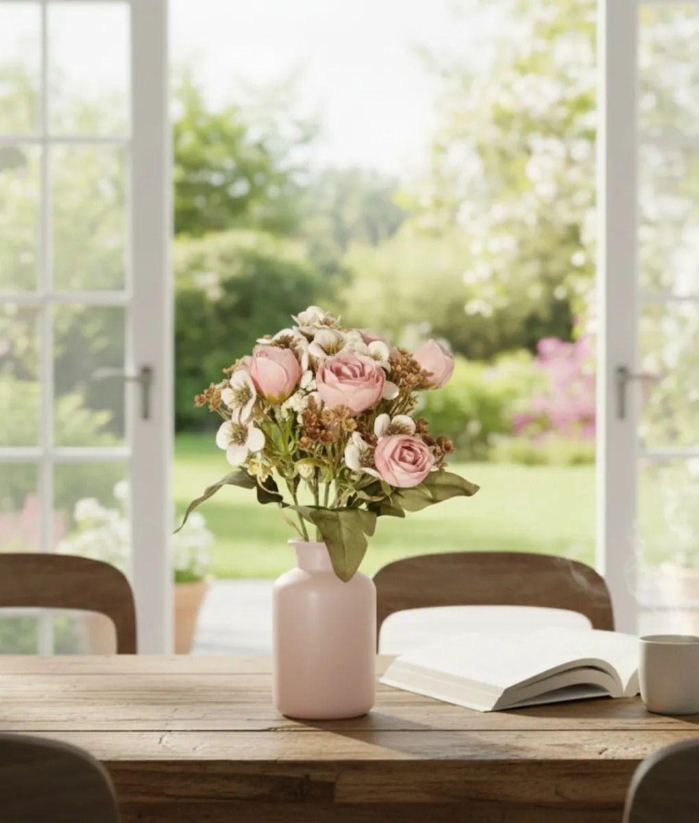 Set 4 Ramo Decorativo Flores Artificiales Adorno Hogar Jhn-8