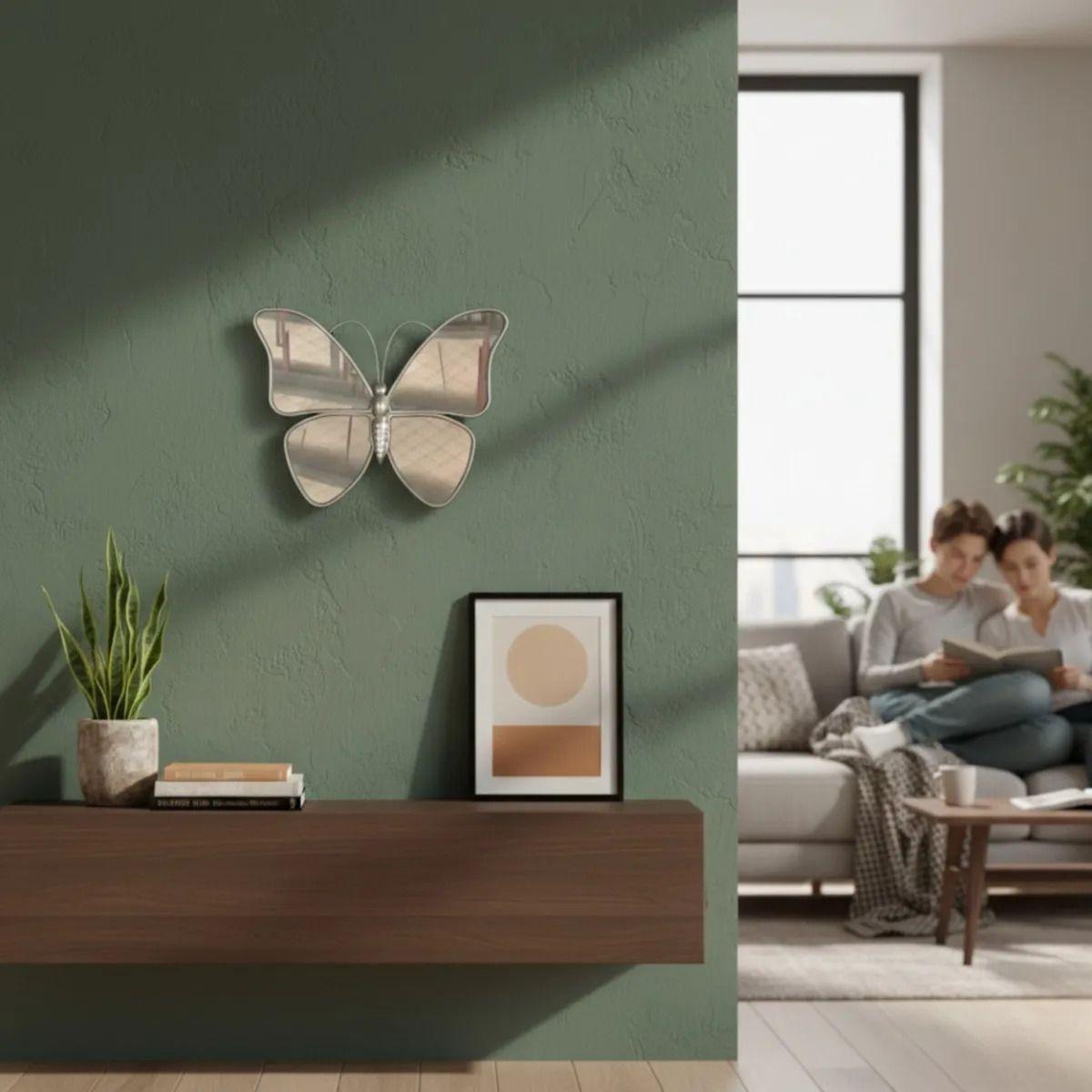 Set 2 Espejo Decorativo Pared Forma Mariposa Moderna Jhn-5