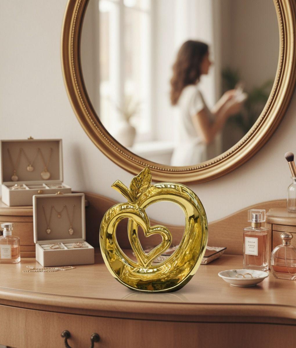 Figura Decorativa Manzana Corazón Estatua Adorno Hogar Jhn-5