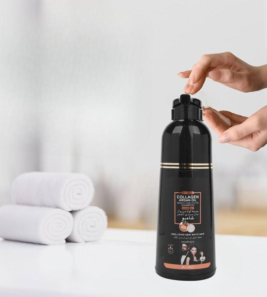 Shampoo Tinte Cubre Canas Suaviza Repara Cabello Negro Jhn-3