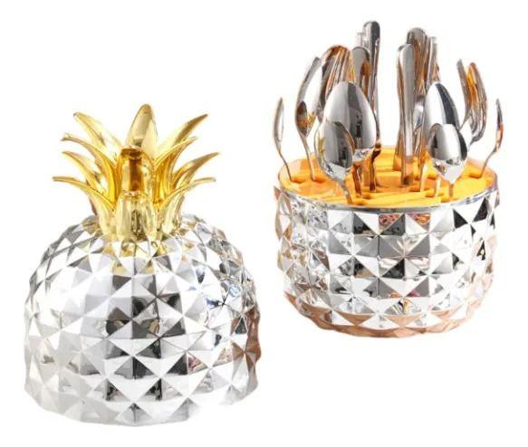 Organizador Cubiertos Elegante Tapa Piña Mesa Decoración ALJ-0