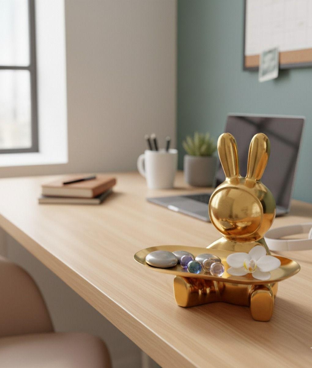 Figura Decorativa Conejo Multifuncional Bandeja Adorno Jhn-6