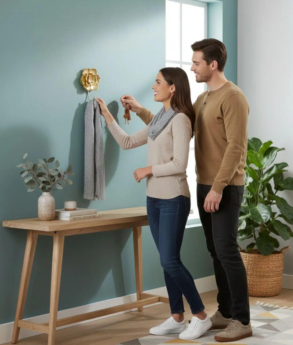 Set 3 Perchero Pared Adorno Decorativo Diseño Floral Jhn-4