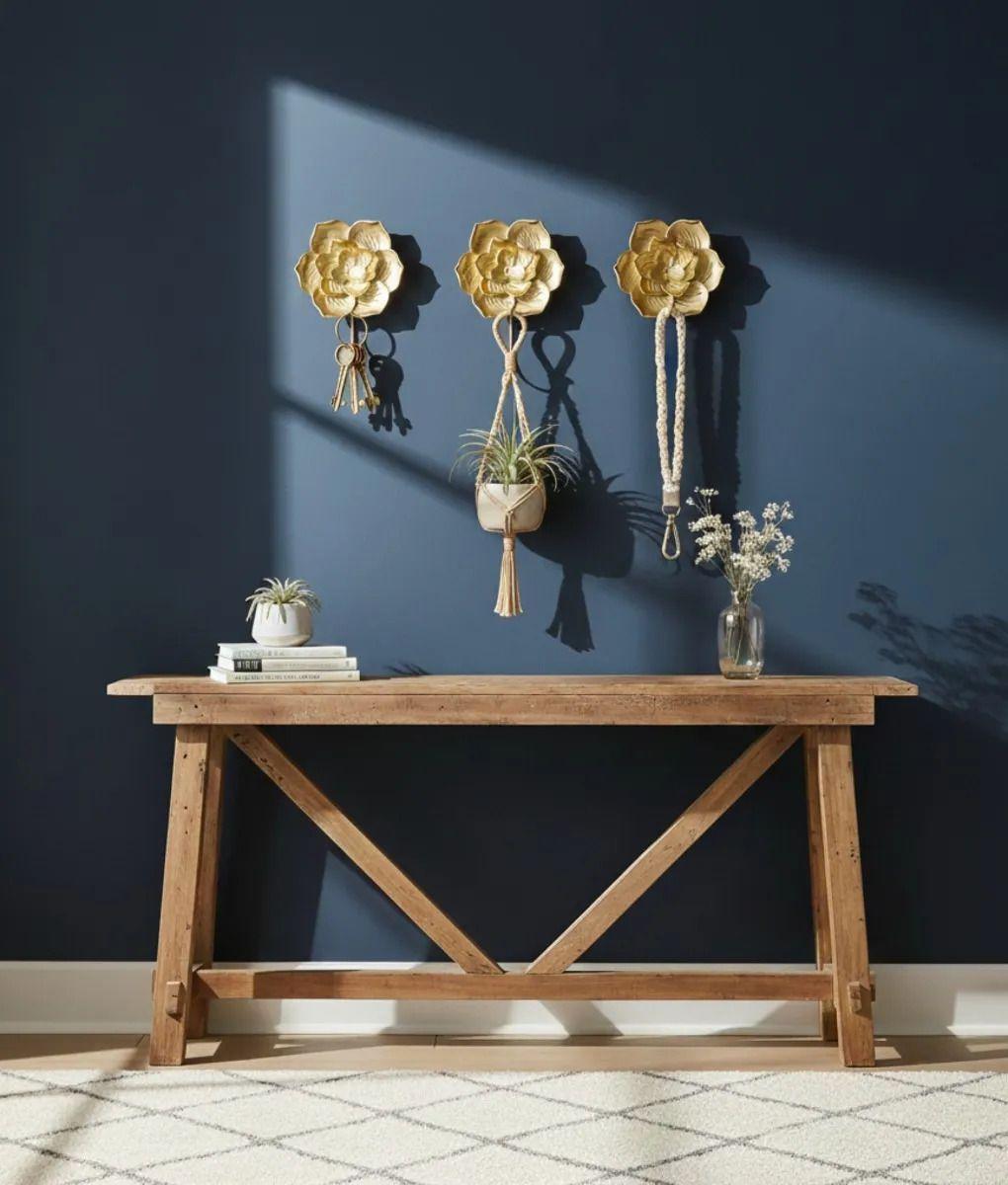 Set 3 Perchero Pared Adorno Decorativo Diseño Floral Jhn-9