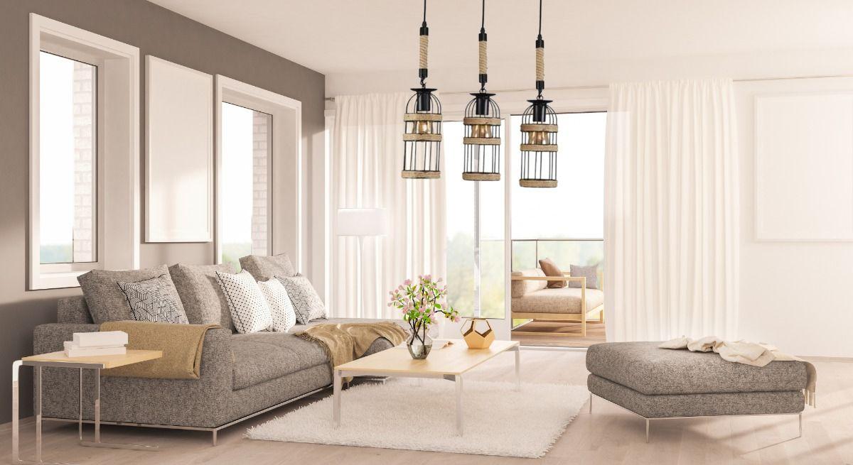 Lampara Colgante Madera Metal Tipo Jaula 3 Focos Hogar Lau-8