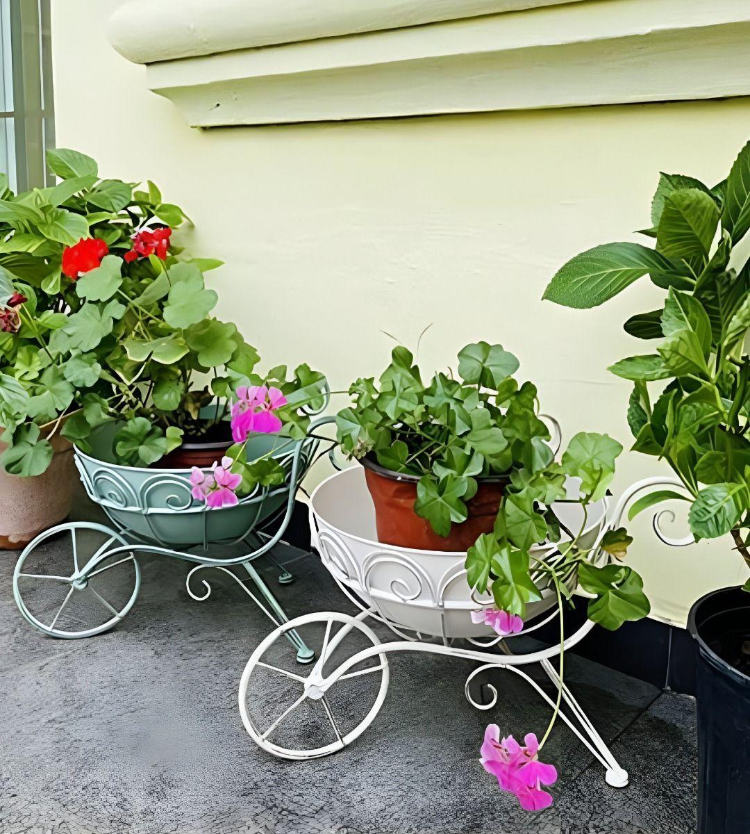 Soporte Macetas Ornamentado Plantas Carretilla Flores Jhn-7