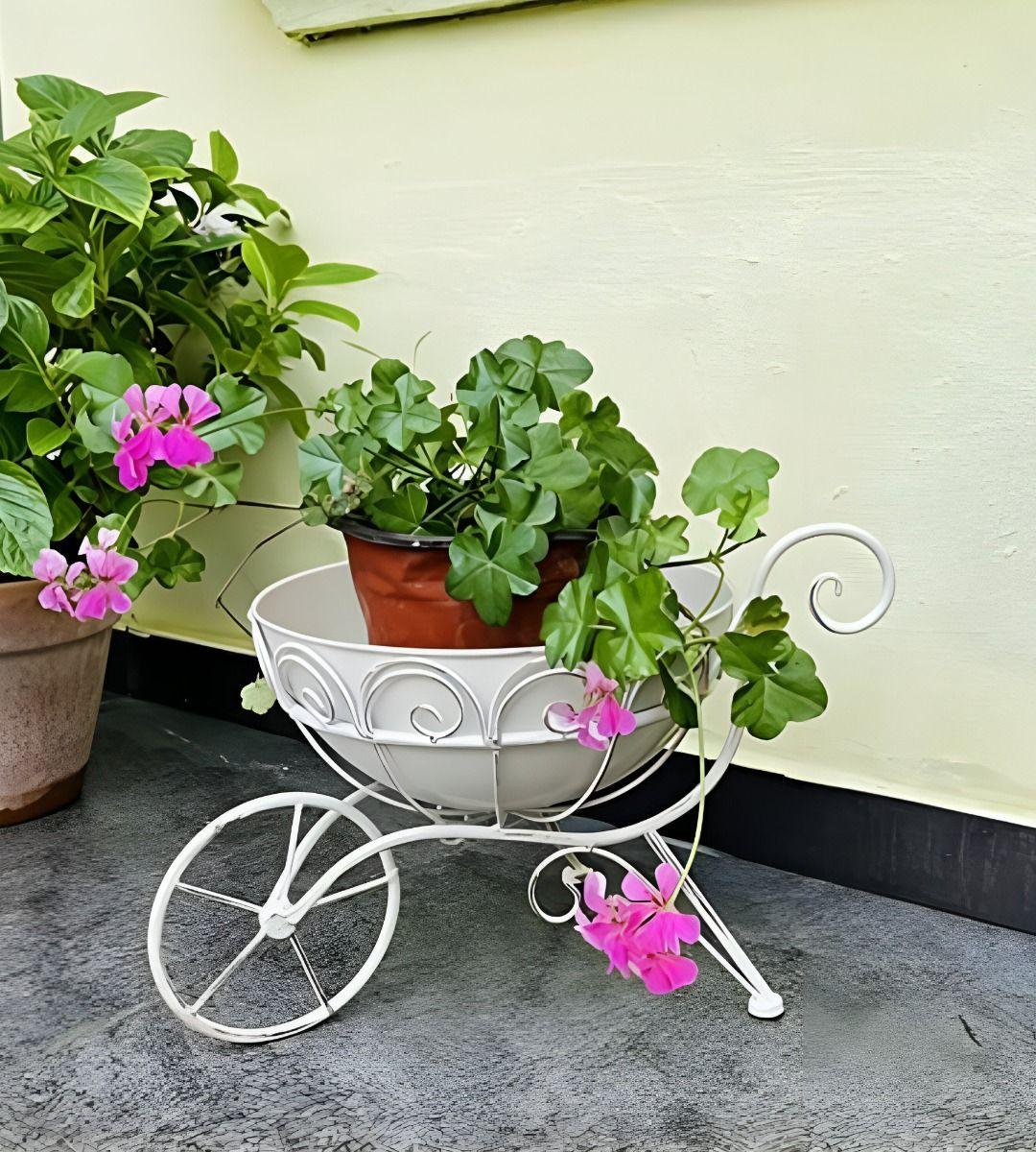 Soporte Macetas Ornamentado Plantas Carretilla Flores Jhn-9