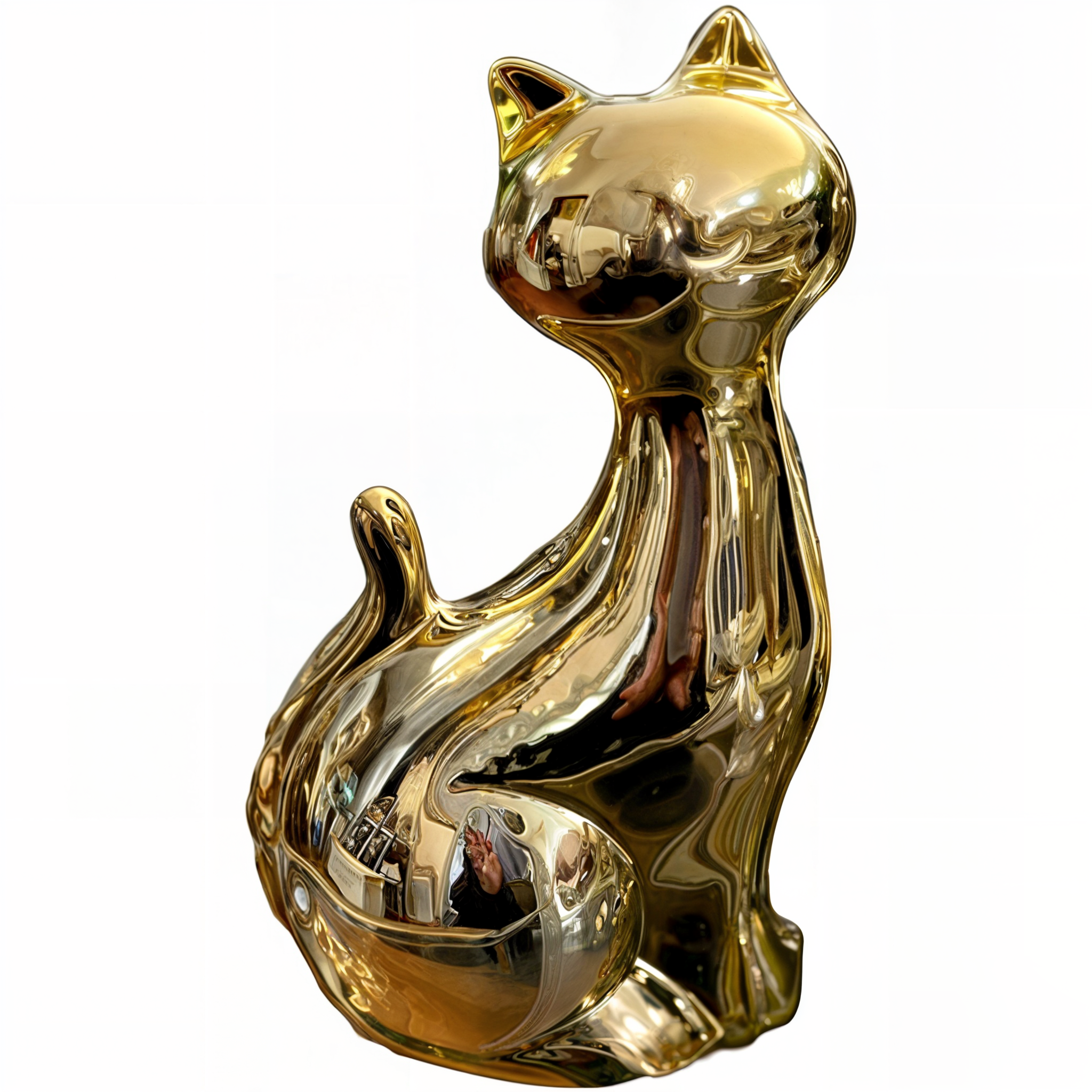 Set de 2 Estatuas Gatos Adorno Minimalista Decoración Jhn-0