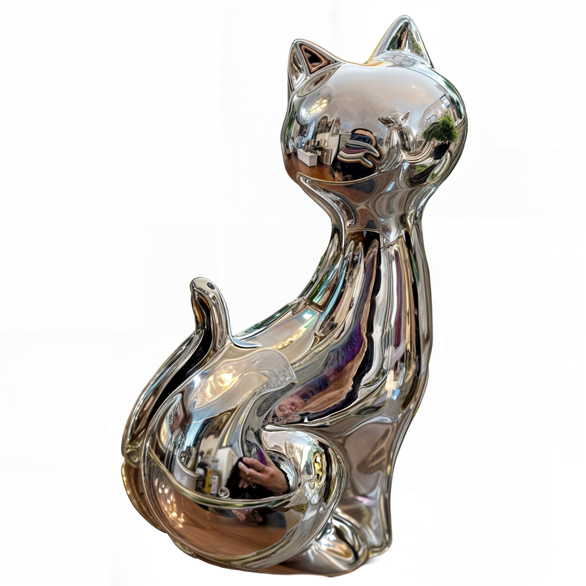 Set de 2 Estatuas Gatos Adorno Minimalista Decoración Jhn-1