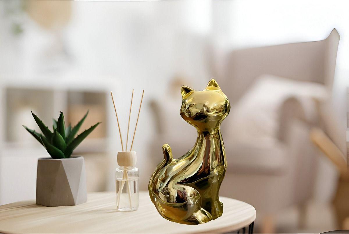 Set de 2 Estatuas Gatos Adorno Minimalista Decoración Jhn-7