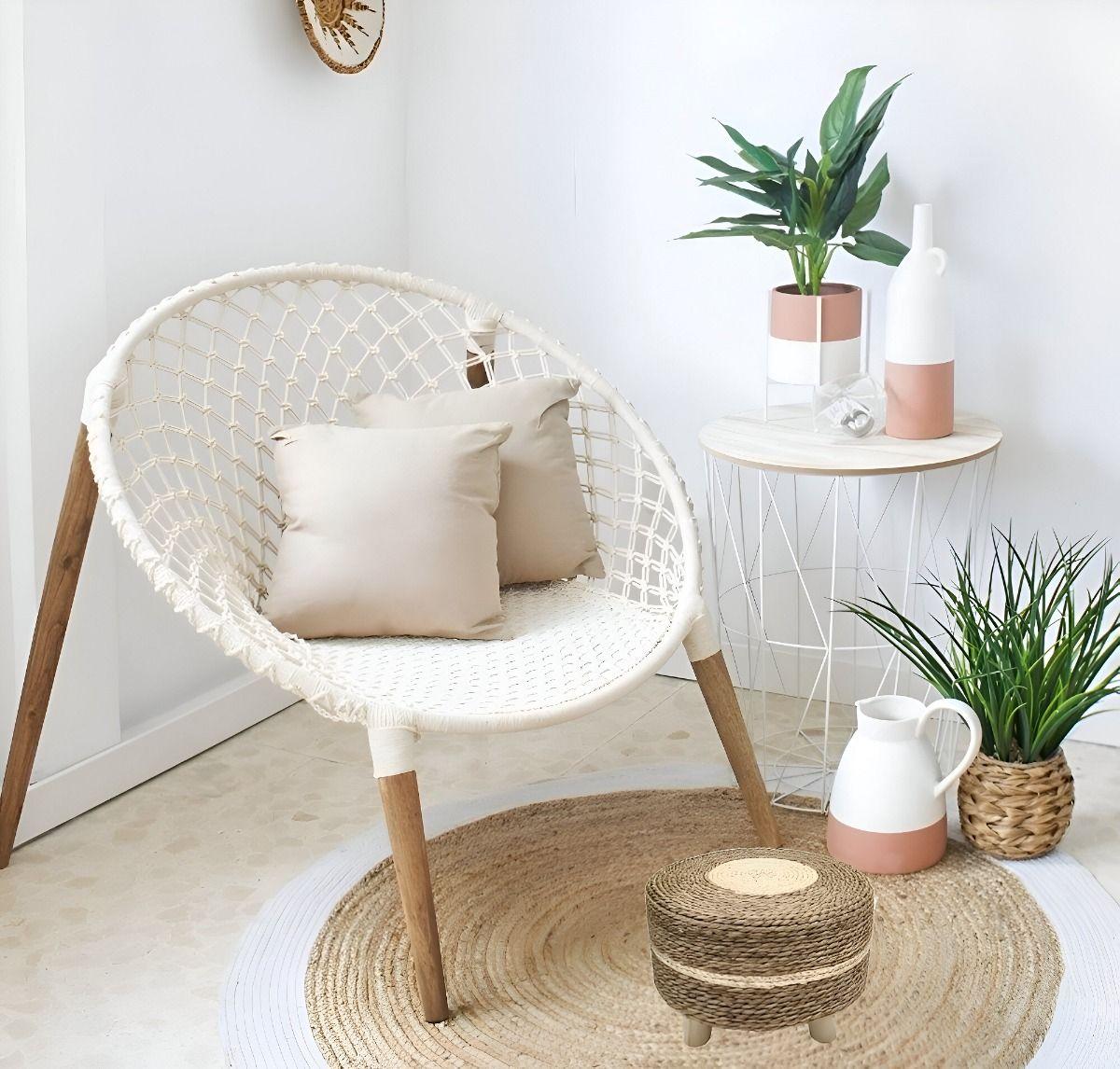 Reposapiés Redondo Natural Ratán Madera Multifuncional Jhn-5