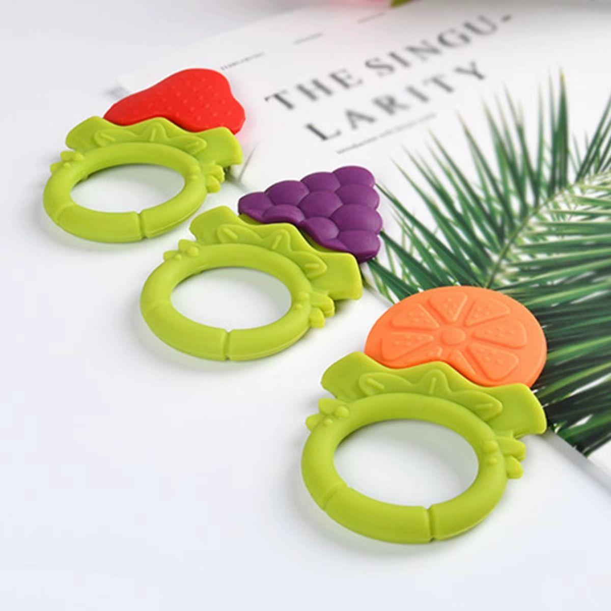 Set 7 Mordedor Diseño Frutas Silicona Alivio Bebes Lau-1