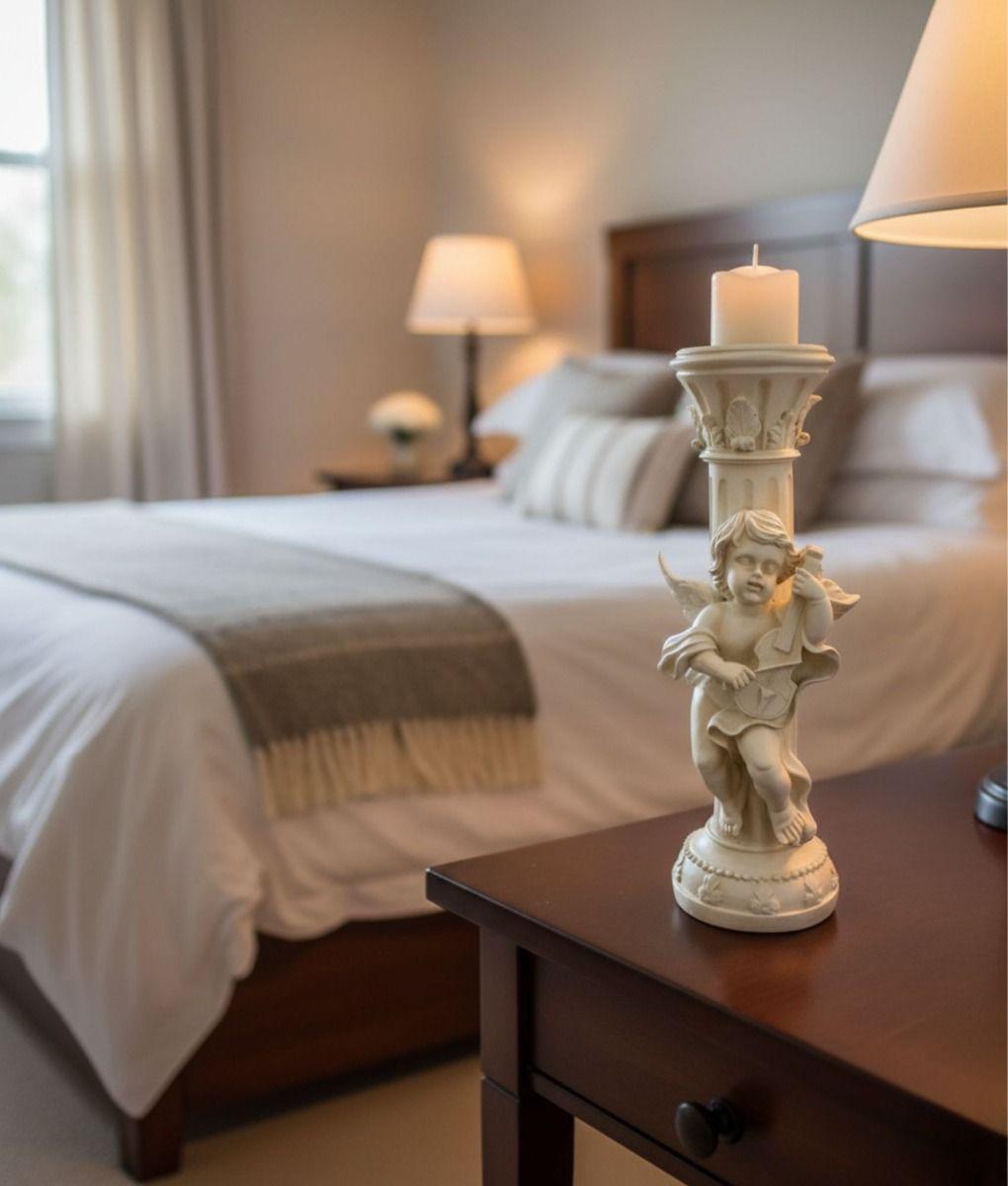 Portavelas Decorativo Querubín Estilo Romántico Vintage Jhn-8