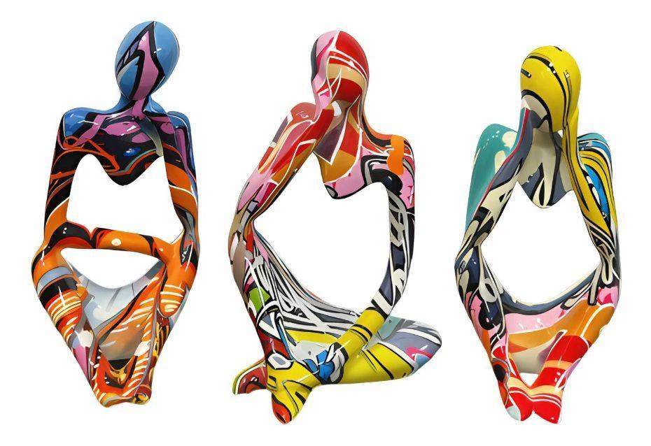Set 3 Figura Decorativa Estatua Pensador Graffiti Hogar Jhn-1
