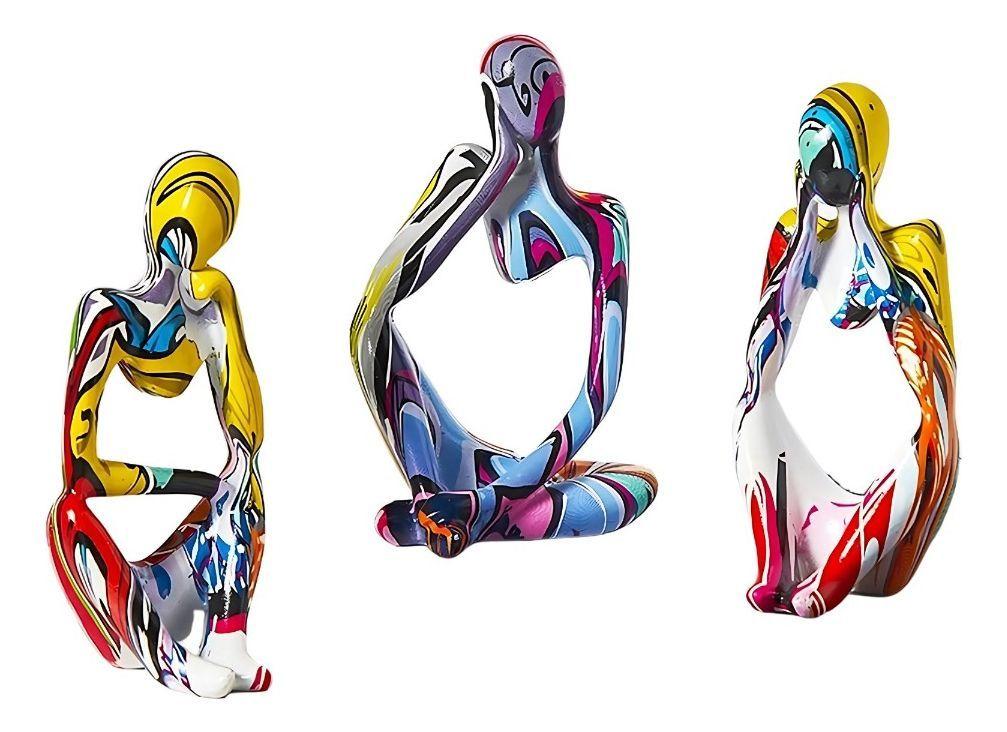 Set 3 Figura Decorativa Estatua Pensador Graffiti Hogar Jhn-2