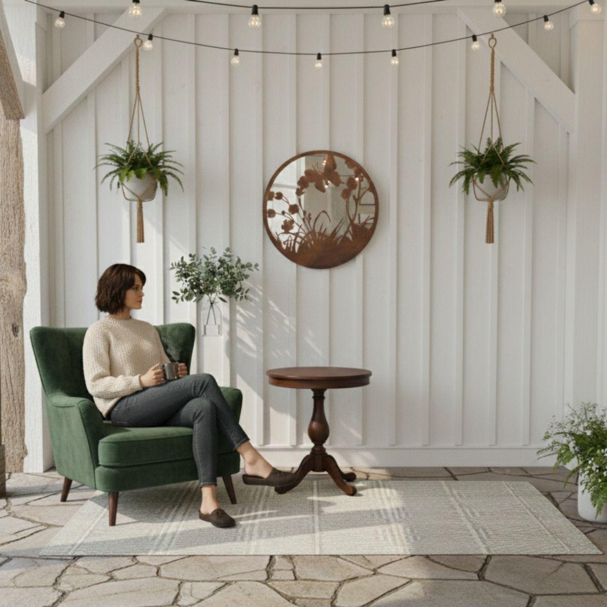 Espejo Decorativo Pared Armonía Jardín Adorno Moderno Jhn-2