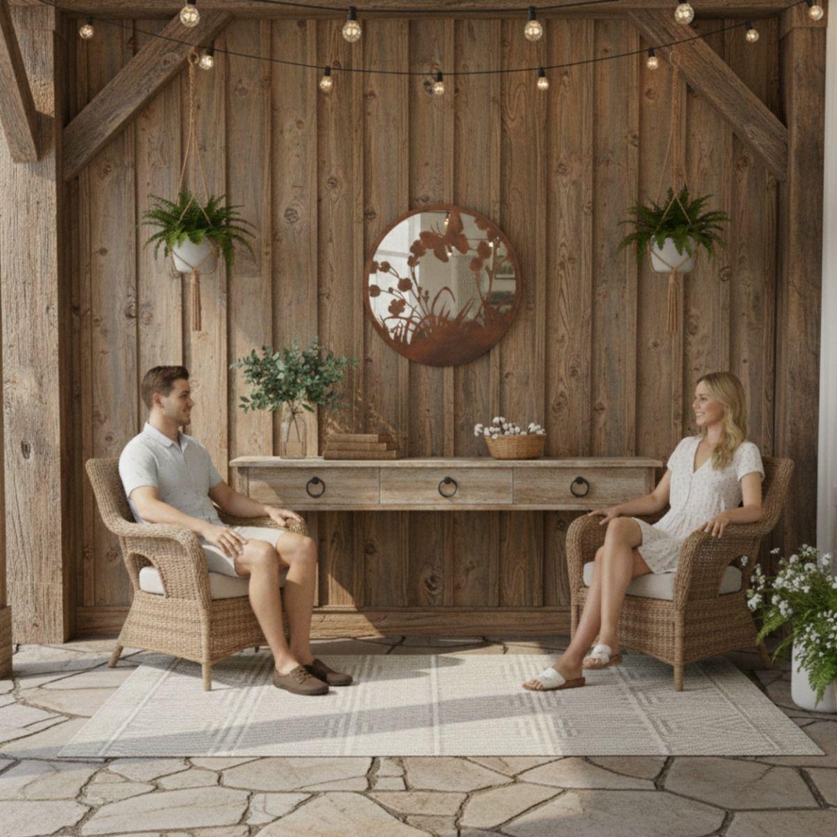 Espejo Decorativo Pared Armonía Jardín Adorno Moderno Jhn-3