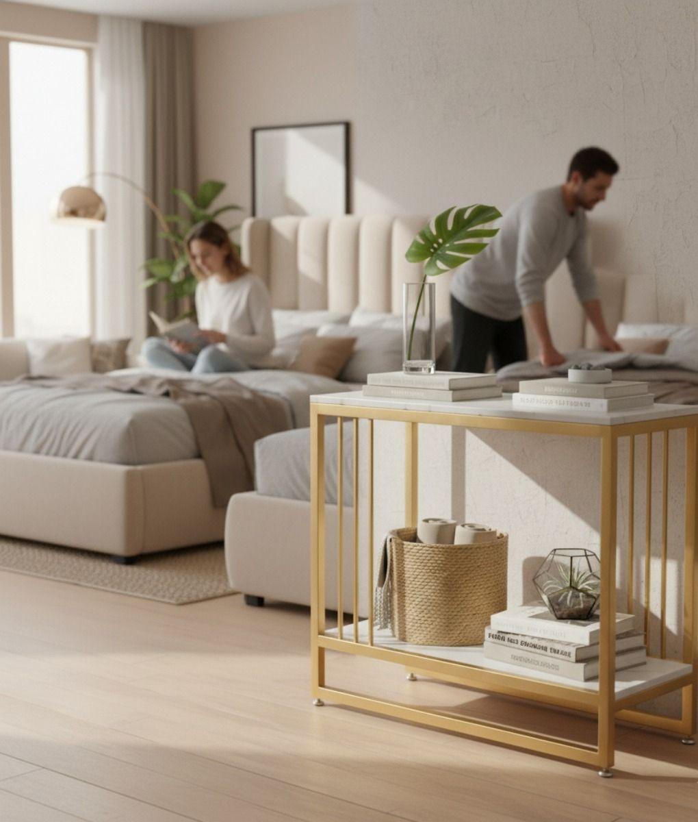 Mesa Centro Auxiliar Minimalista Decorativa Doble Nivel Jhn-4