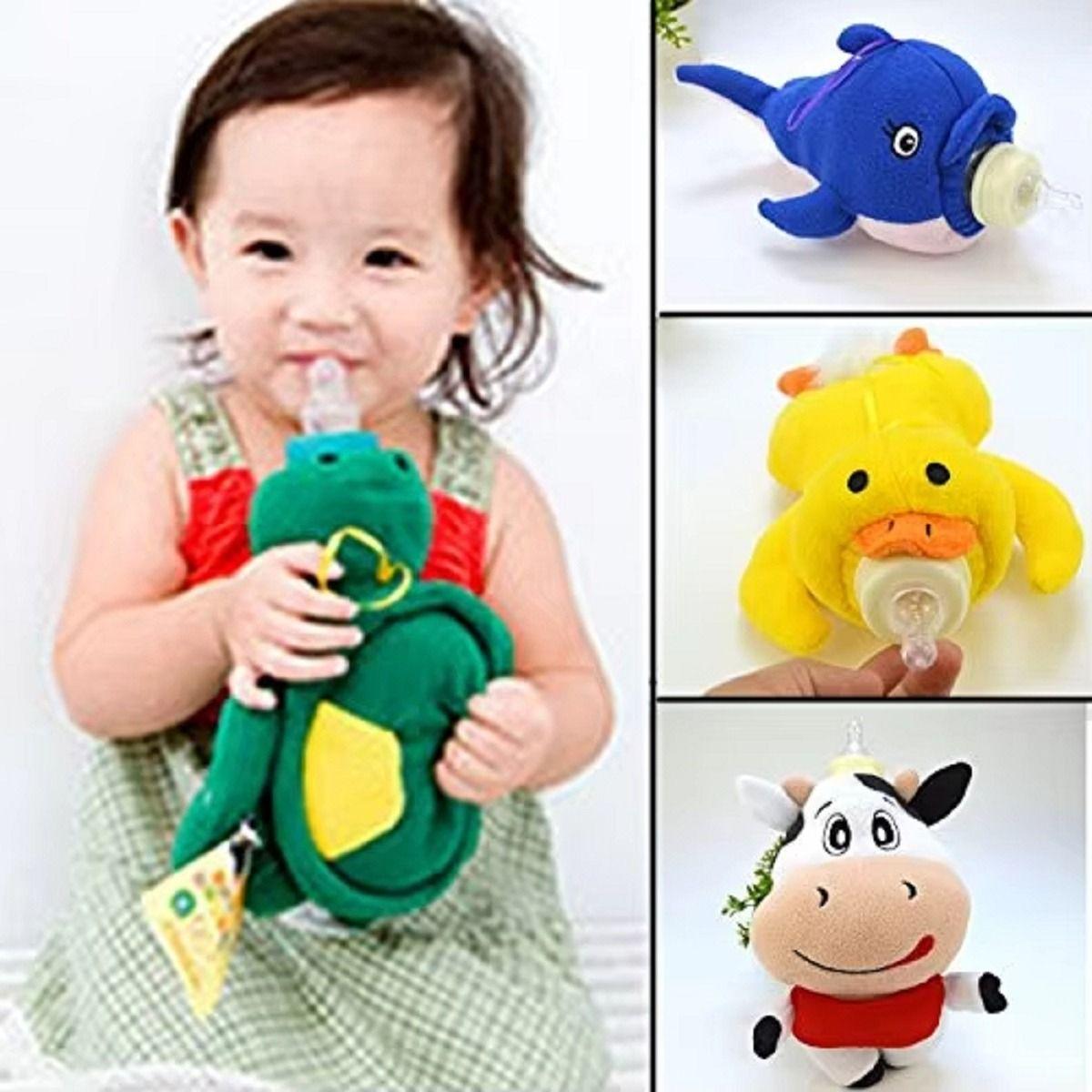 Set 4 Porta Mamadera Cubre Peluche Felpa Biberon Bebes Lau-7