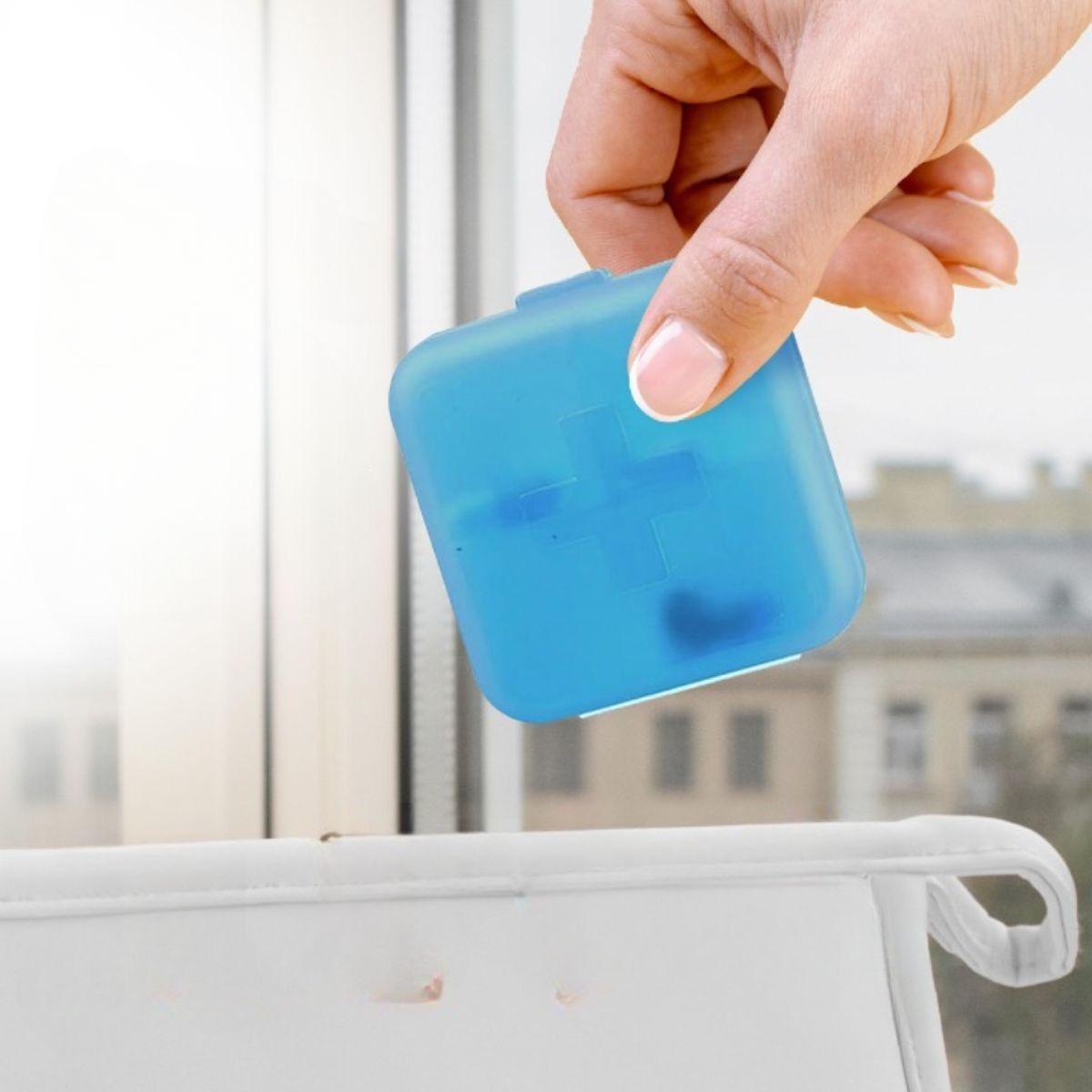 SET 6 PASTILLERO AZUL 4 COMPARTIMIENTOS MEDICAMENTOS LAU-8