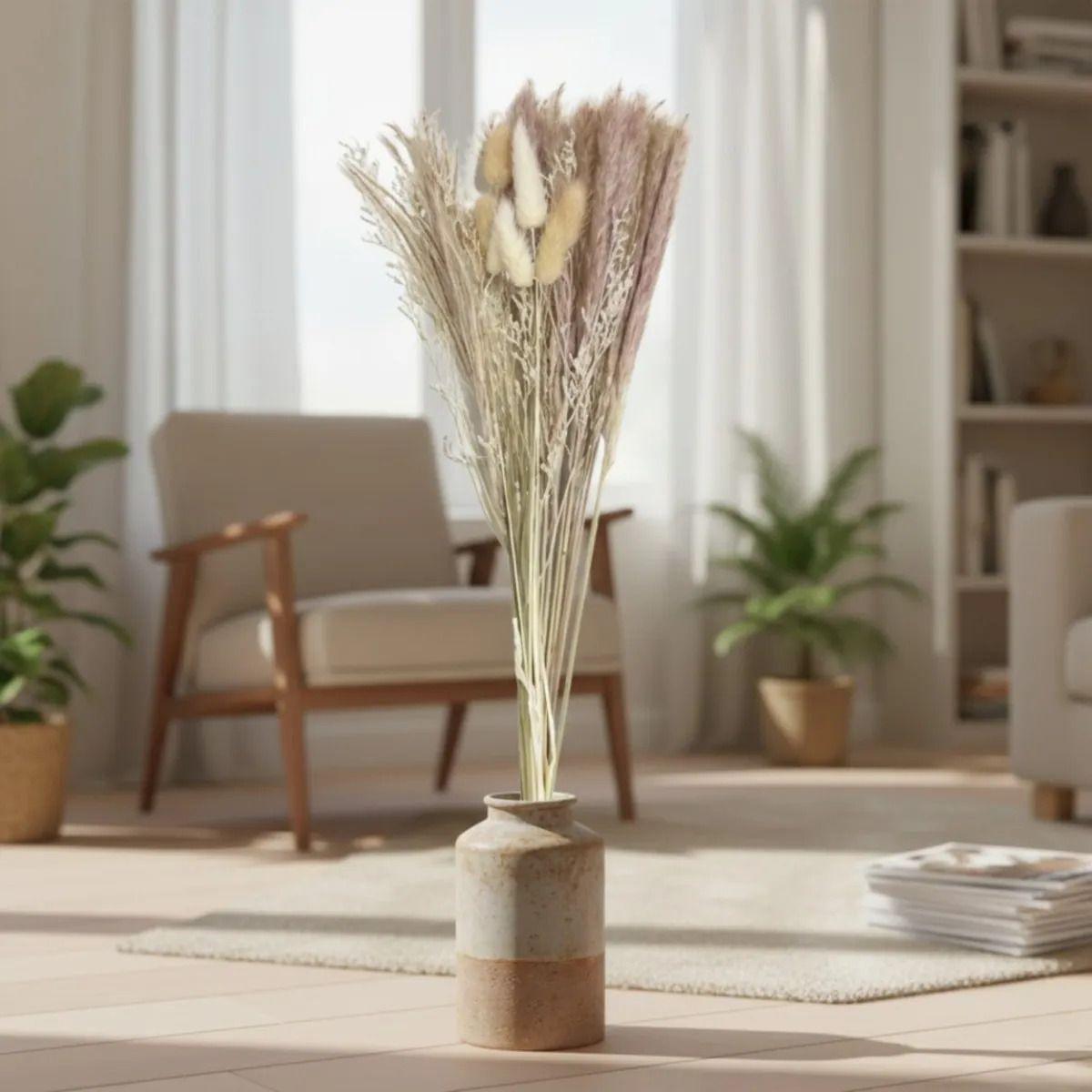 Set 2 Arreglos Flores Espigas Secas Sala Centros Mesa ALJ-6
