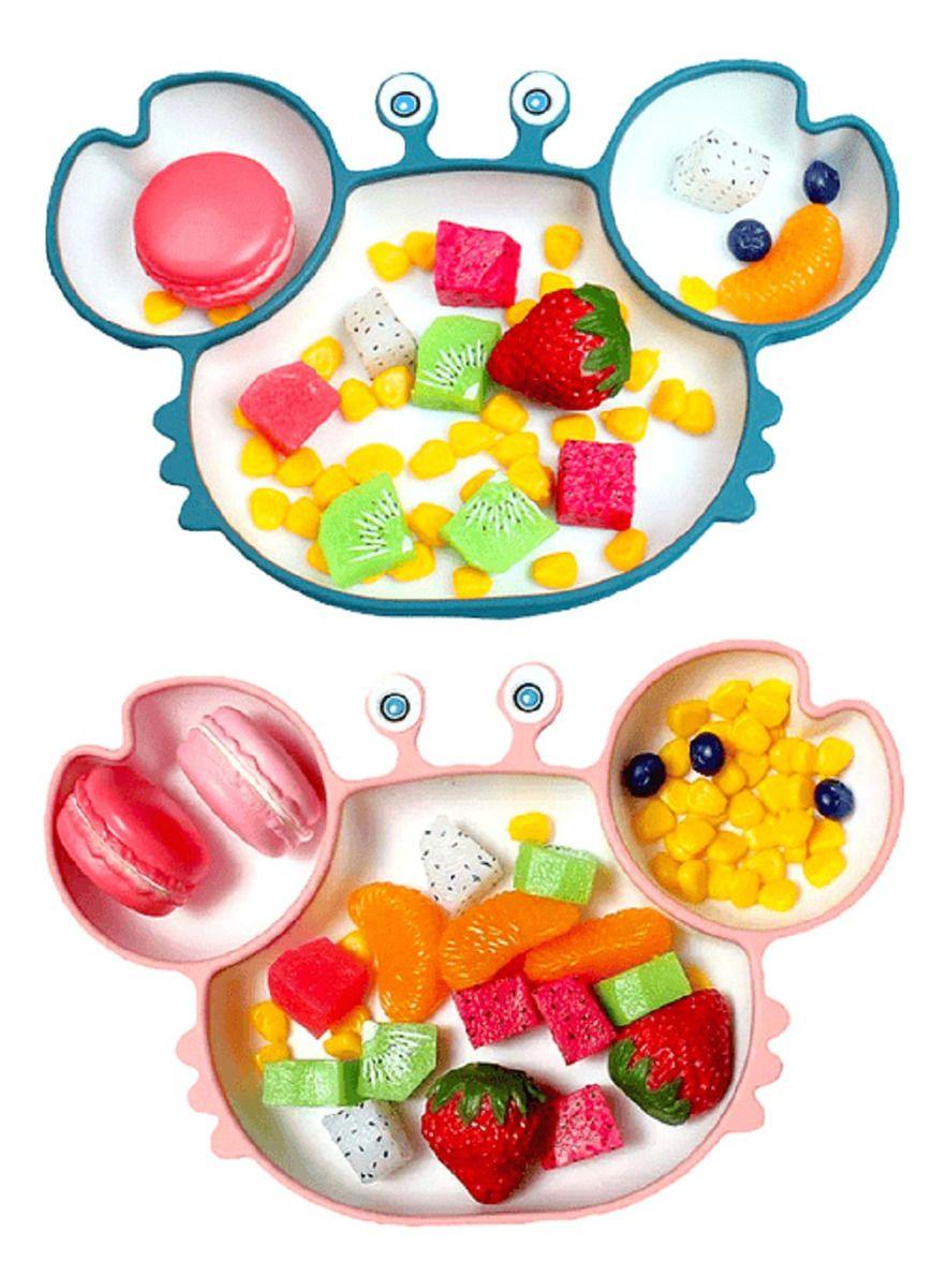 Plato Silicona Diseño Cangrejo Antideslizante Niños Lau-0