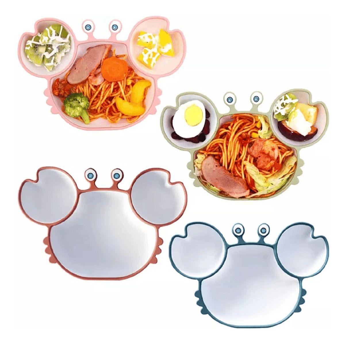 Plato Silicona Diseño Cangrejo Antideslizante Niños Lau-1