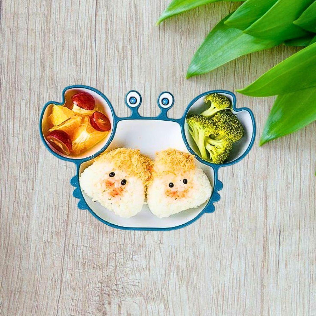 Plato Silicona Diseño Cangrejo Antideslizante Niños Lau-2