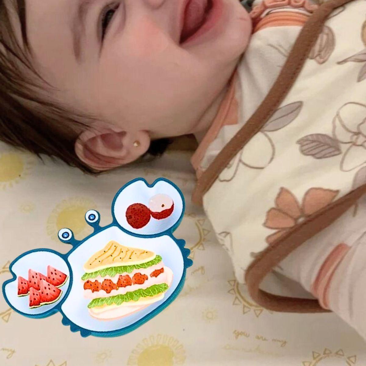 Plato Silicona Diseño Cangrejo Antideslizante Niños Lau-5