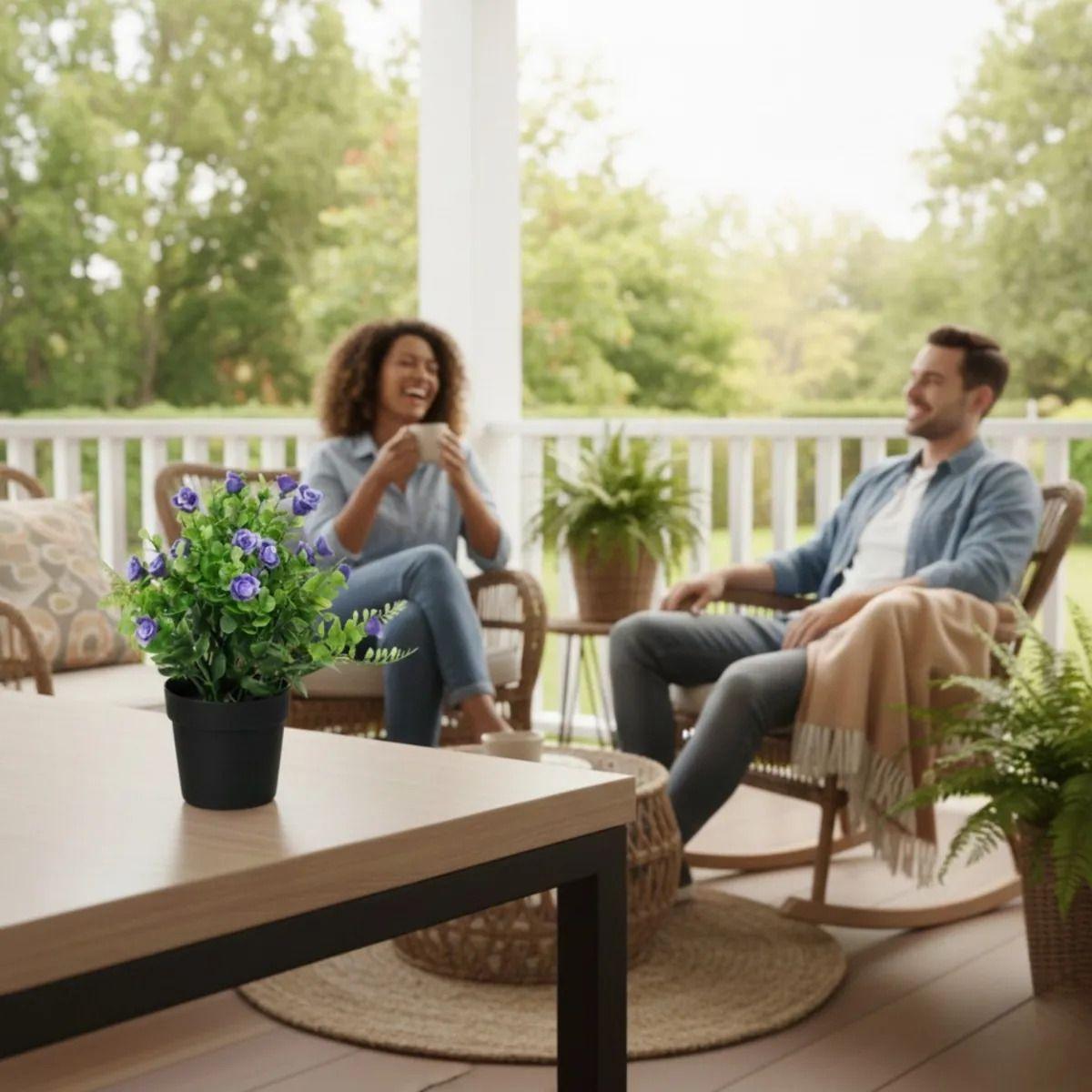 Set 2 Planta Artificial Mini Arbusto Rosas Silvestres Jhn-2