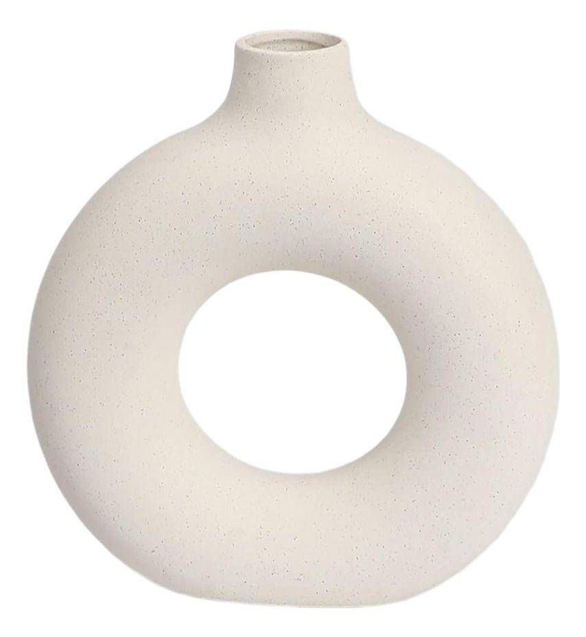 Jarrón Florero Cerámica Blanca Decoración Moderna 15,5cm Jhn-0